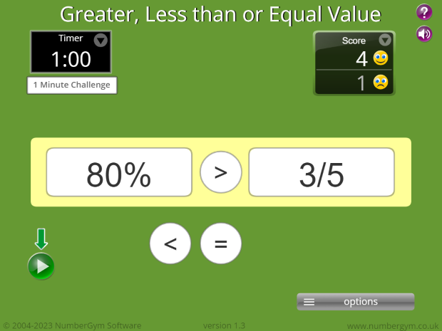 Greater less or equal